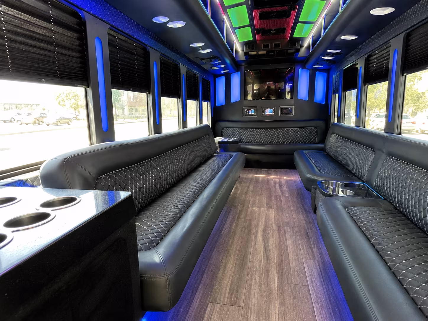 petaluma 15 passenger party bus inside