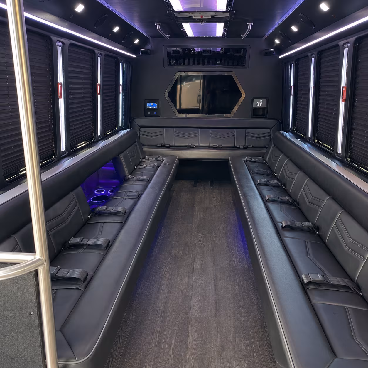 petaluma 18 passenger party bus interior