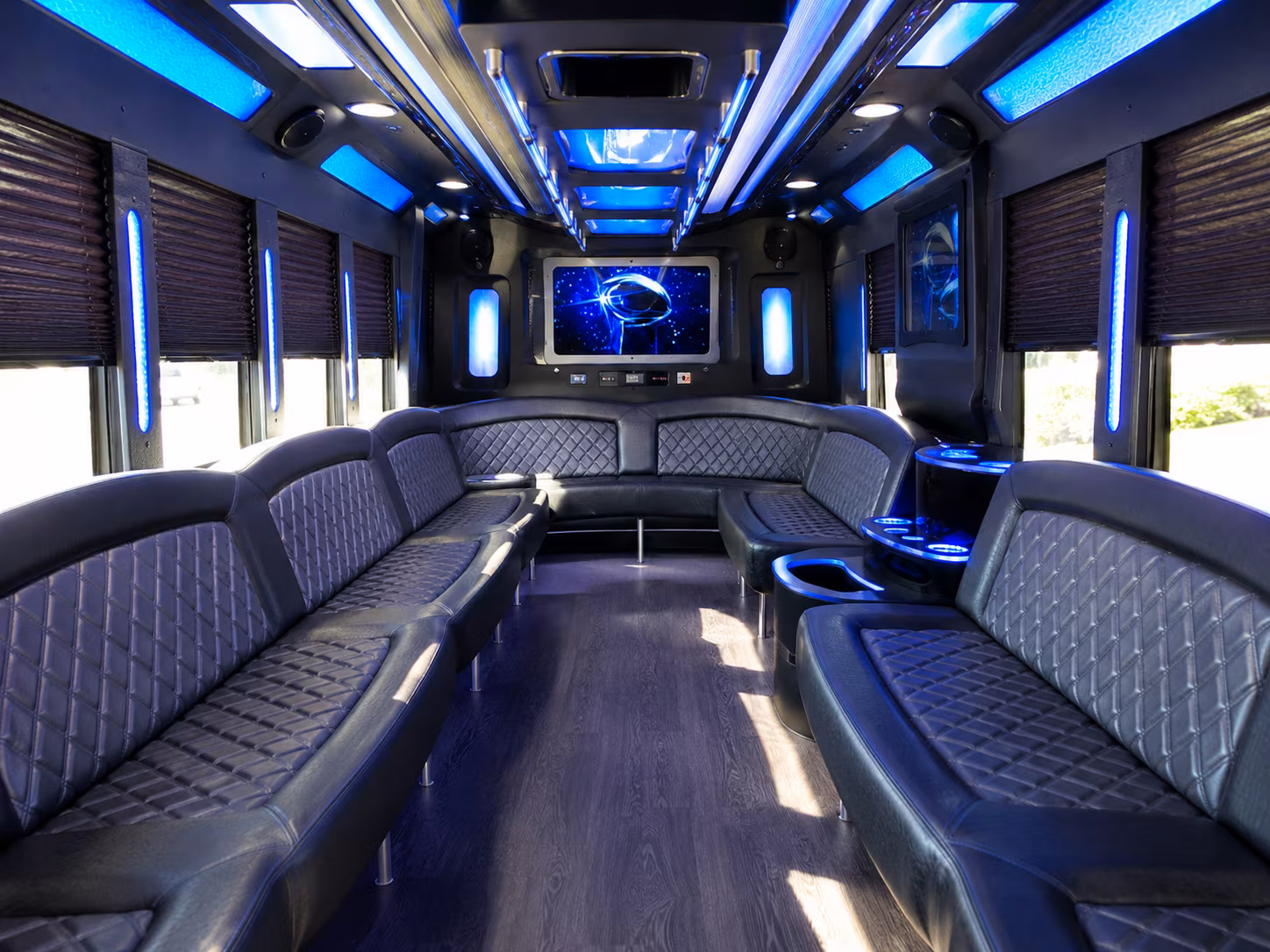 petaluma 28 passenger party bus inside
