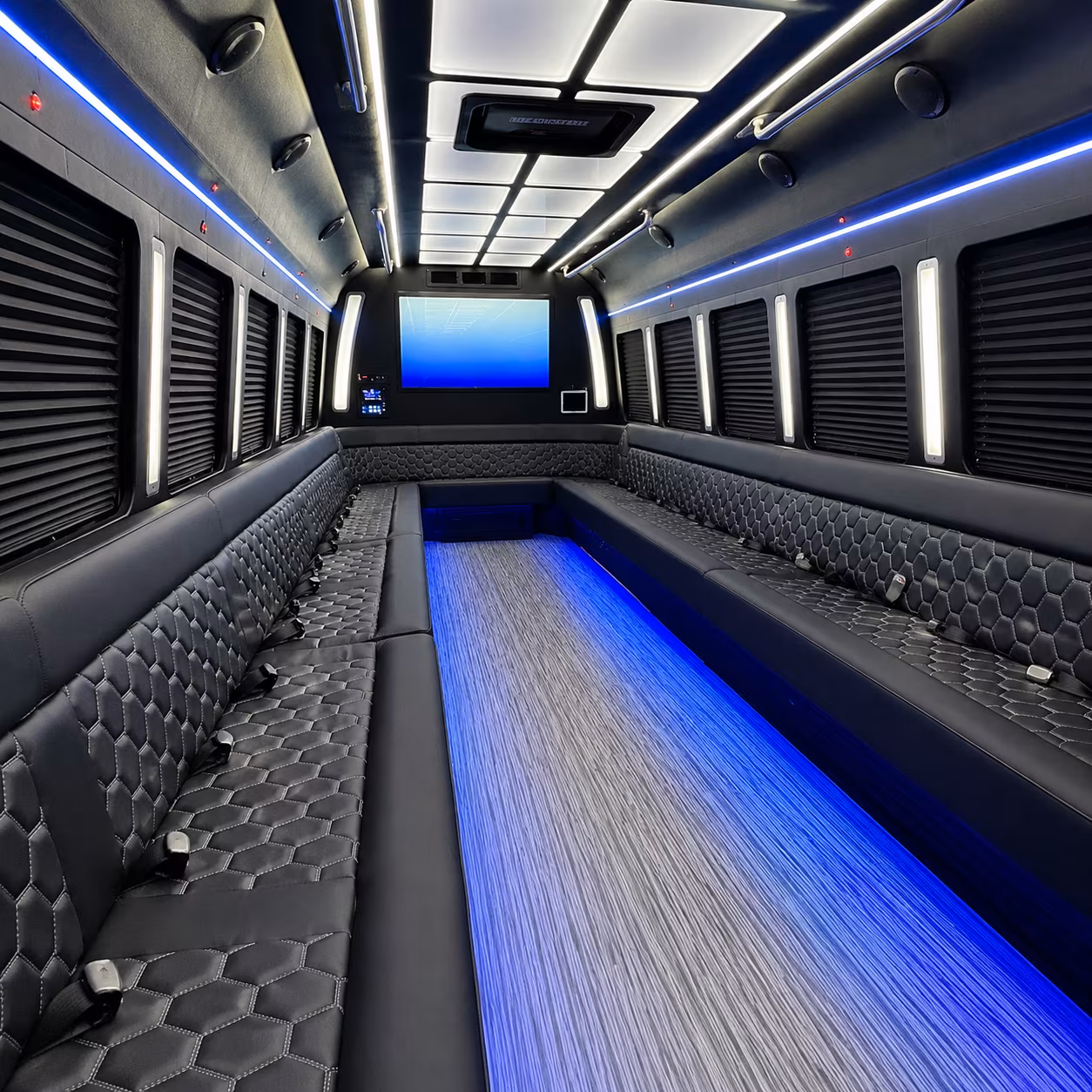petaluma 50 passenger party bus inside