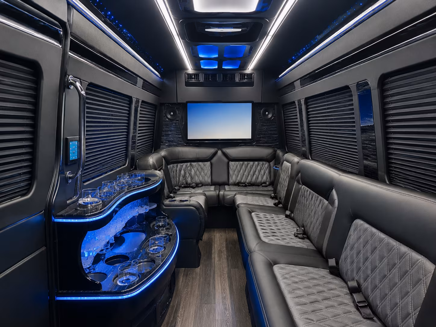 petaluma 50 passenger party bus interior
